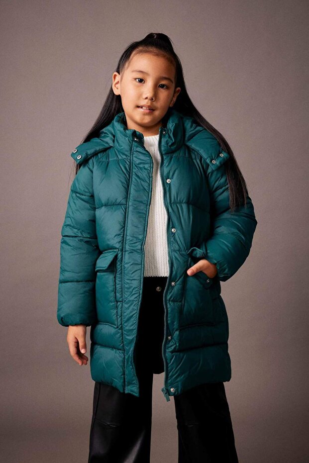 Girl's Water Repellent Hooded Coat A2538A823Au
