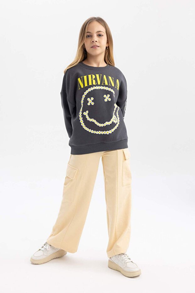 Cargo Fit Elastic Waist Wide Leg Sweatpants for Girls B2550A823Wn
