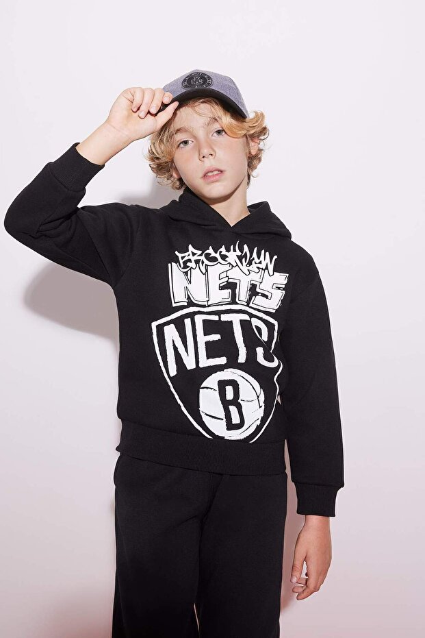 Boy's Nba Brooklyn Nets Hooded Thick Sweatshirt B4806A823Wn