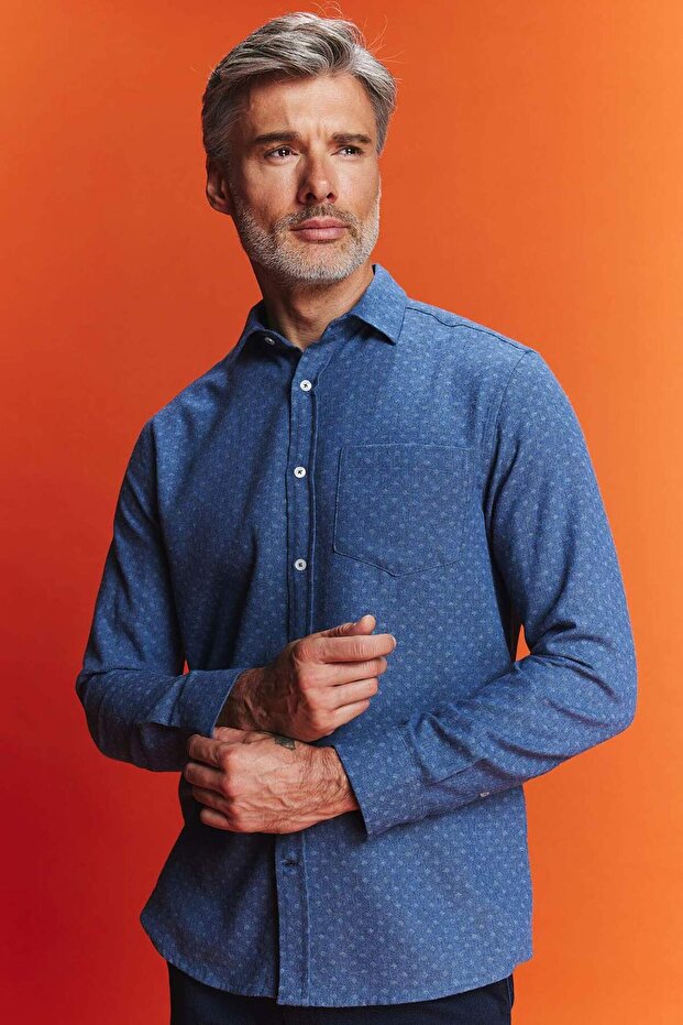Regular Fit Textured Pocket Detailed Long Sleeve Shirt B1872Ax23Au