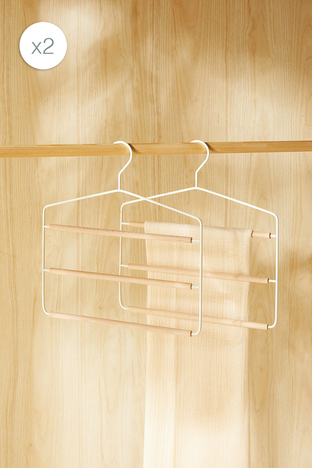 2 Pcs 3-Tier Wooden Support Matte White Metal Clothes Garment Rack, Clothing Rack 32X36.5X0.47