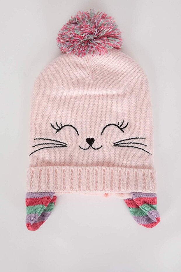 Girl's Cat Figured Pompom Beanie A5718A823Wn