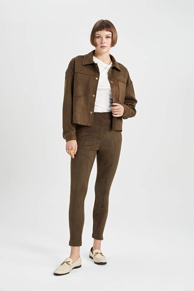 Normal Bel Basıc Uzun Süet Tayt V7491AZ23WN - 6