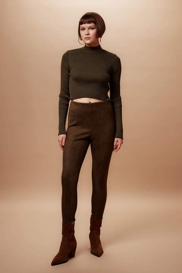 Normal Bel Basıc Uzun Süet Tayt V7491AZ23WN - 3