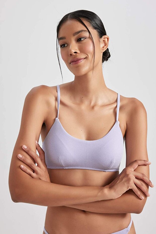 Regular Fıt Simli Kumaş Bikini Üstü B0382AX23HS - 3