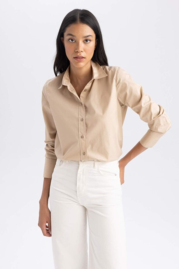 100% Cotton Oversized Wide-Fit Poplin Long-Sleeve Shirt T8735AZ23AU