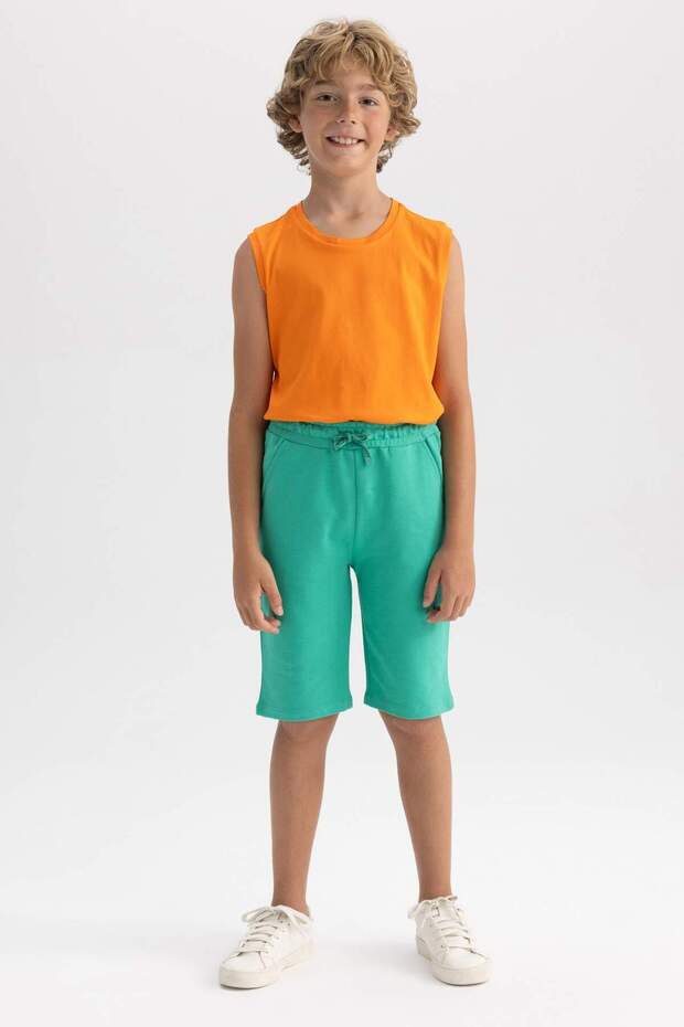 Basic Bermuda Shorts with Elastic Waistband for Boys B0900A8Ns