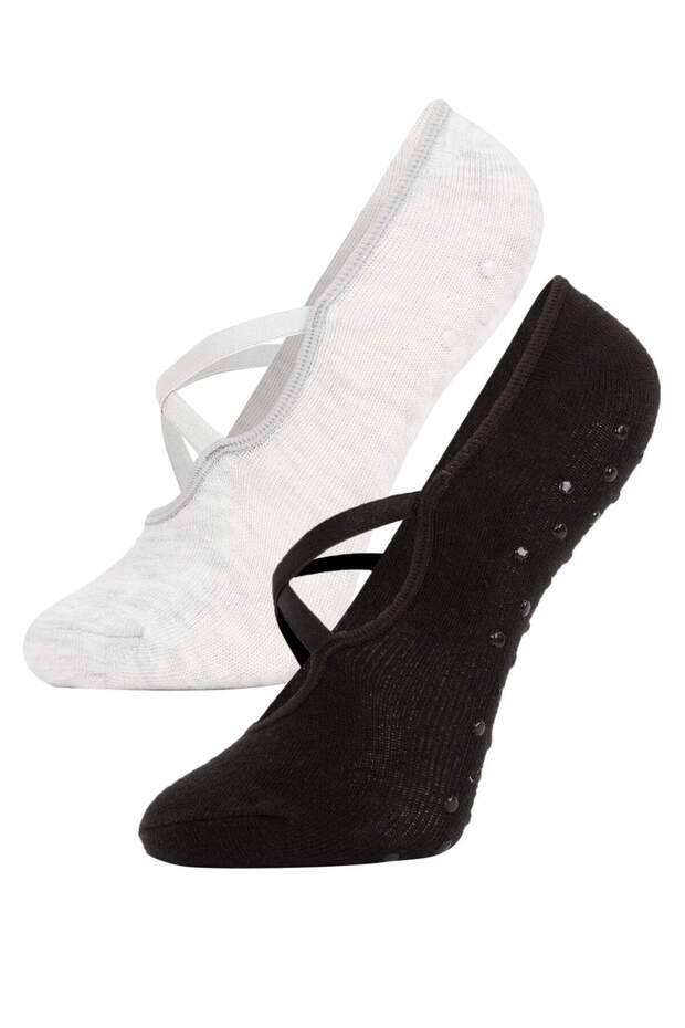 Women's 2-Pack Cotton Non-Slip Sole Pilates Socks Y6624Azns