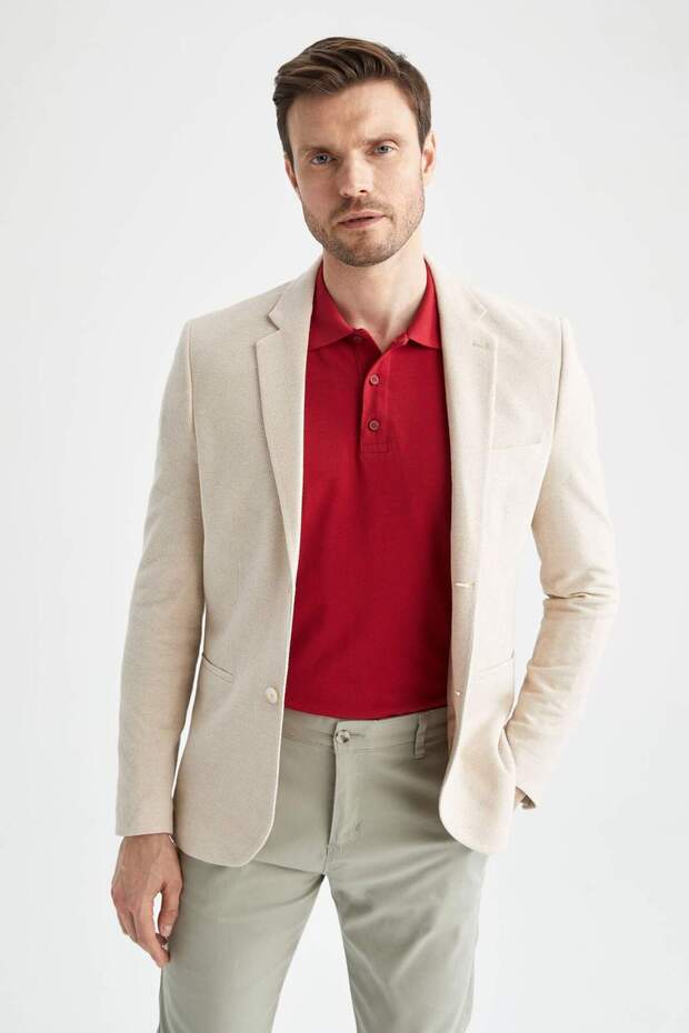 Slim Fit Lined Blazer Jacket X4977Az22Sm - 3