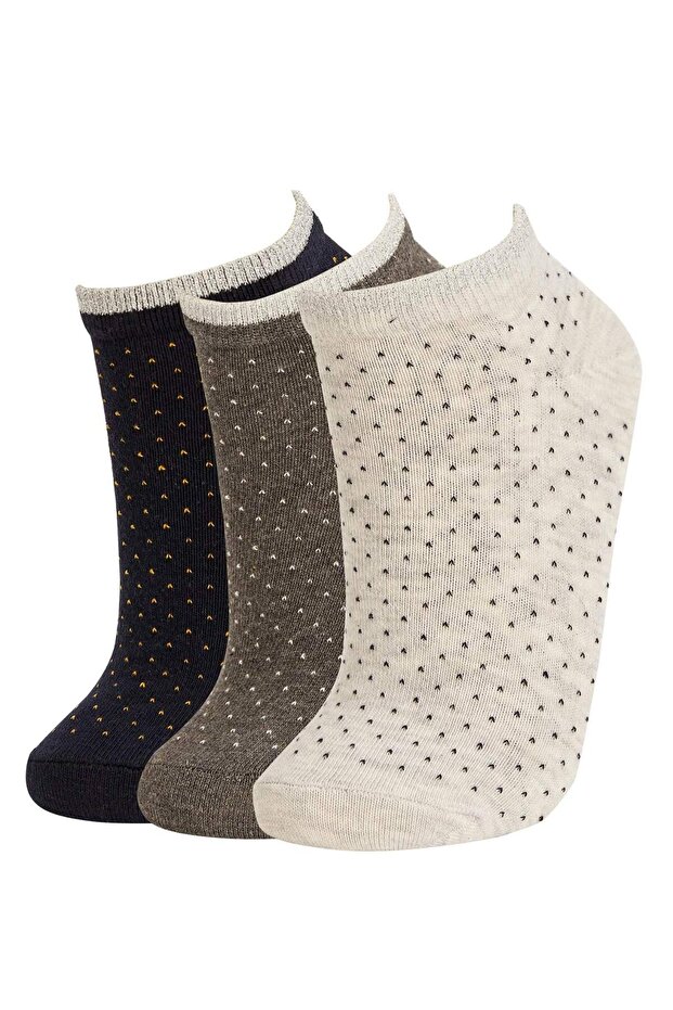 Women's Patterned 3-Piece Short Socks R8360Azns