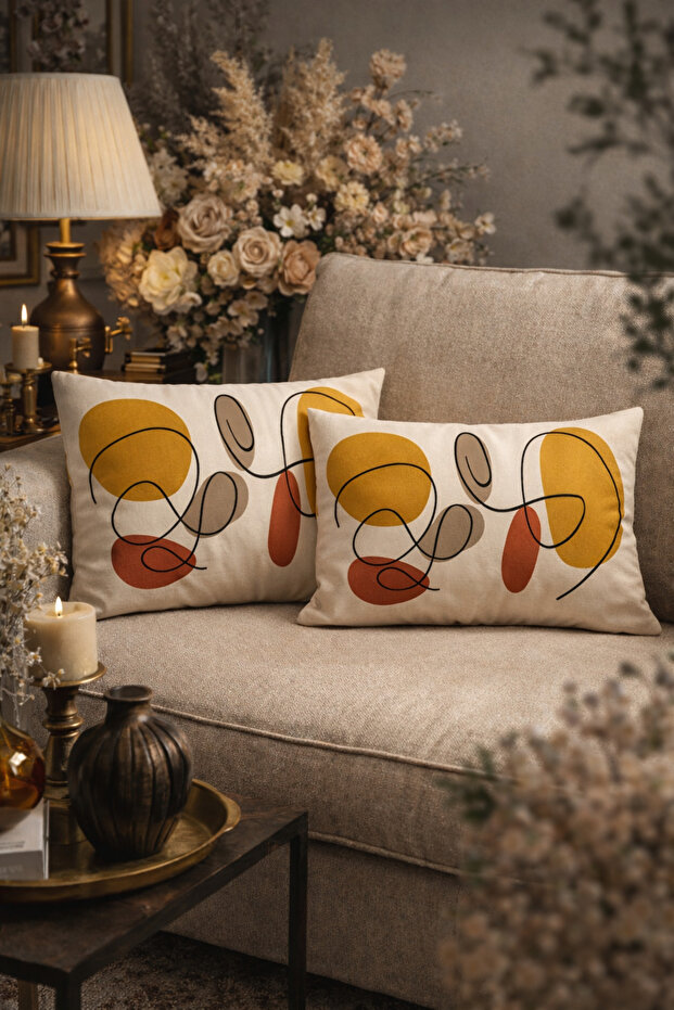 Modern Surreal Flowers Pattern Leaf Pattern 2-Piece Rectangular Throw Pillow Cover - 7