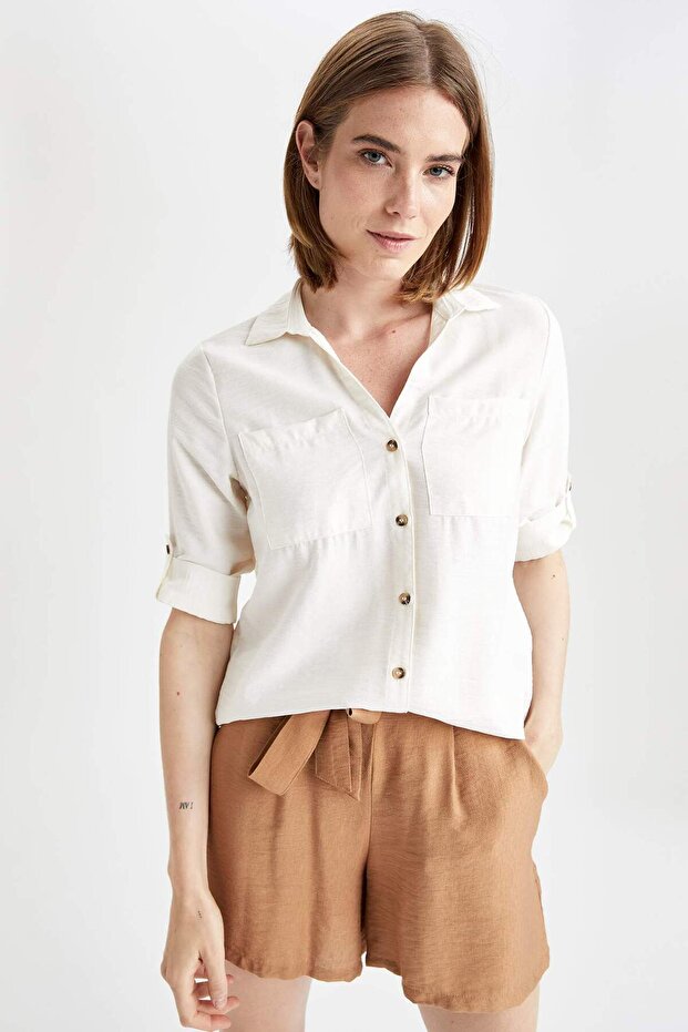 Pocketed Epaulet Shirt Tunic M9407Az21Au