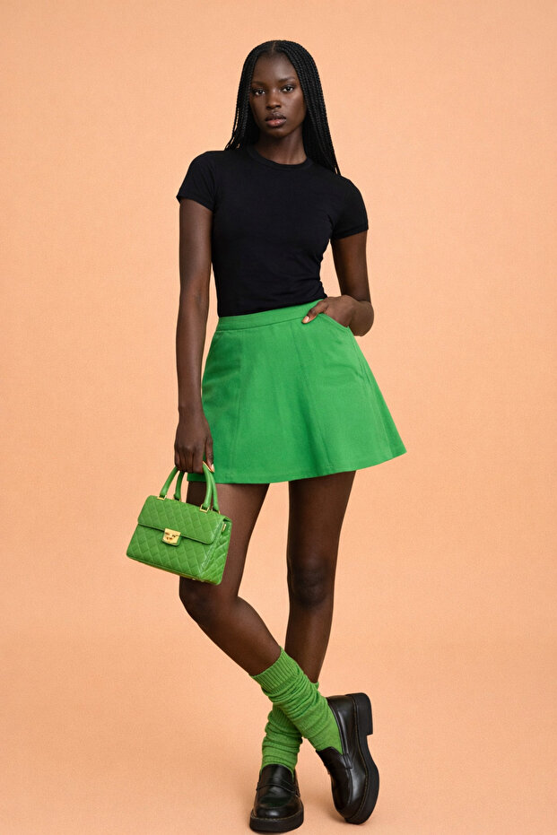 Kadın Bambu Bisiklet Yaka Tişört Yumuşak Basic - 1