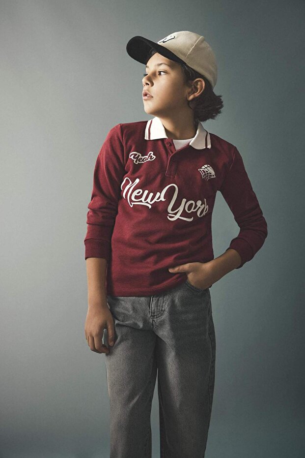 Polo Collar Printed T-Shirt for Boys G6291A826Sp