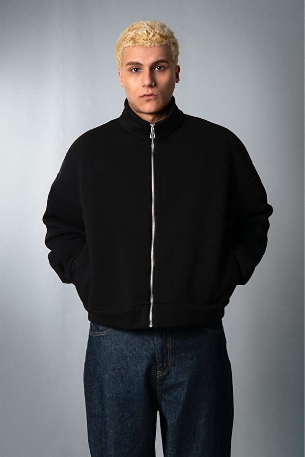 سترة رجالية سوداء من Concrete Zip - 2