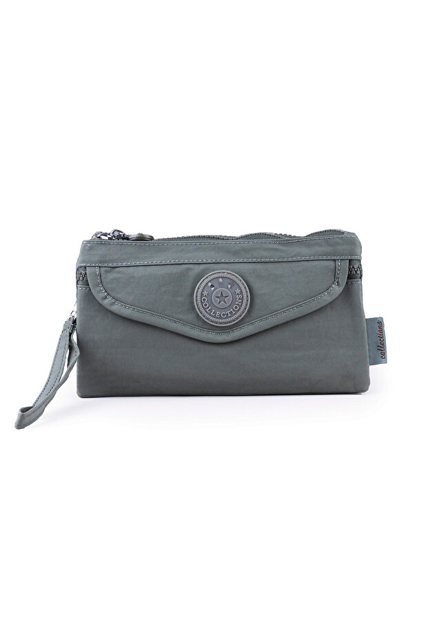 Krinkıl/Klinkır Waterproof 4 Zipper Pockets Shoulder Strap Phone Carrying Case Clutch Bag Wallet Gray 1115F