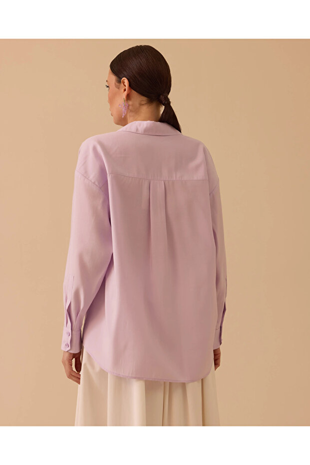 Oversize Basic Keten Gömlek - 4