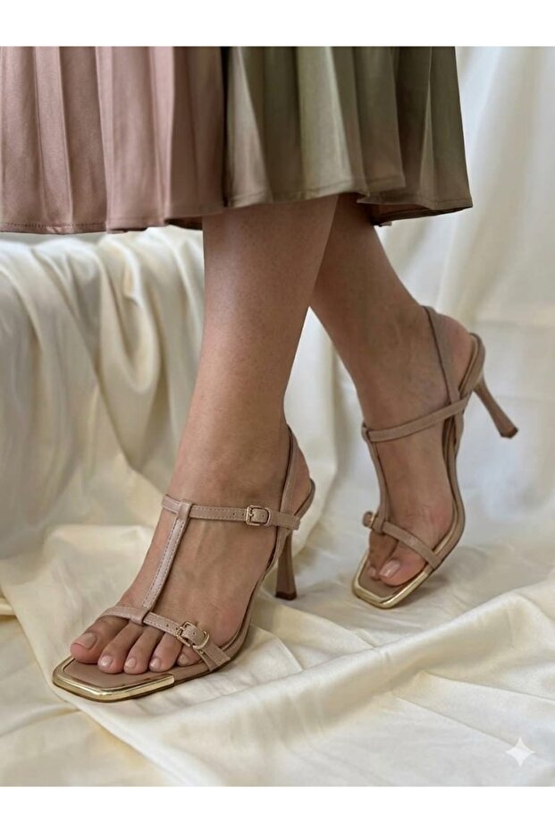 Topuklu bej ayakkabı - 3