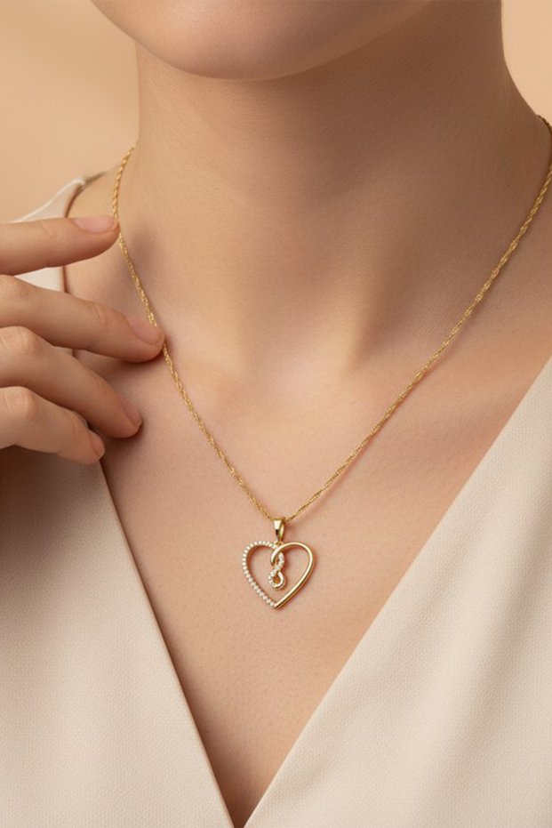 Style Pearl/Xuping Jewelry Model Necklace with Heart and Endless Zircon Stone