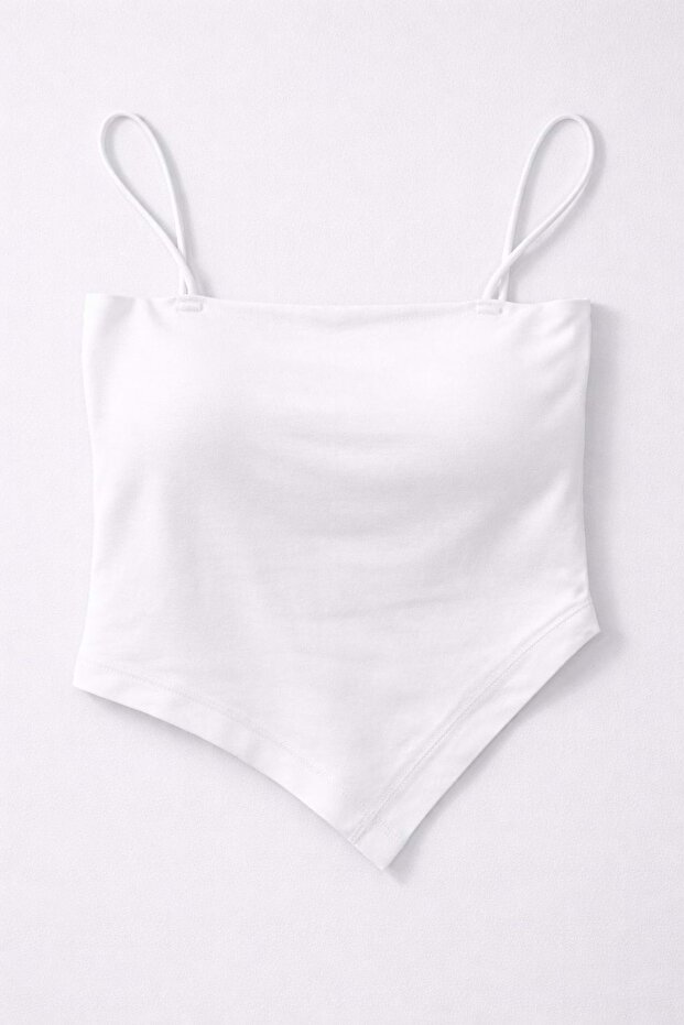 Essential Basic Strap Cropped - Basic Top with Built-In Bra - Ecru - S - 4