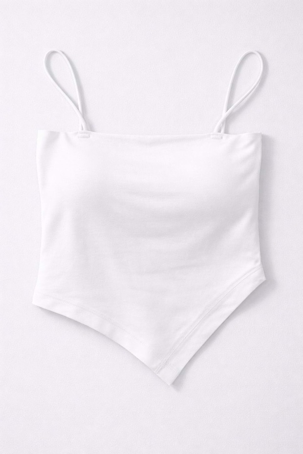 Essential Basic Strap Cropped - Basic Top with Built-In Bra - Ecru - S - 1