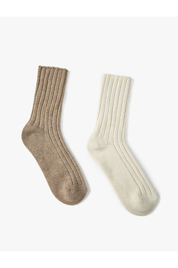 2er-Set Socken mit mehrfarbiger Textur - 2