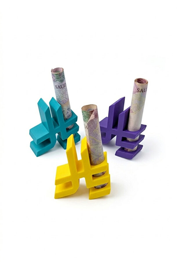 مجموعة توزيع العيدية - شكل ريال - 12 قطعة - ألوان متنوعة - 4