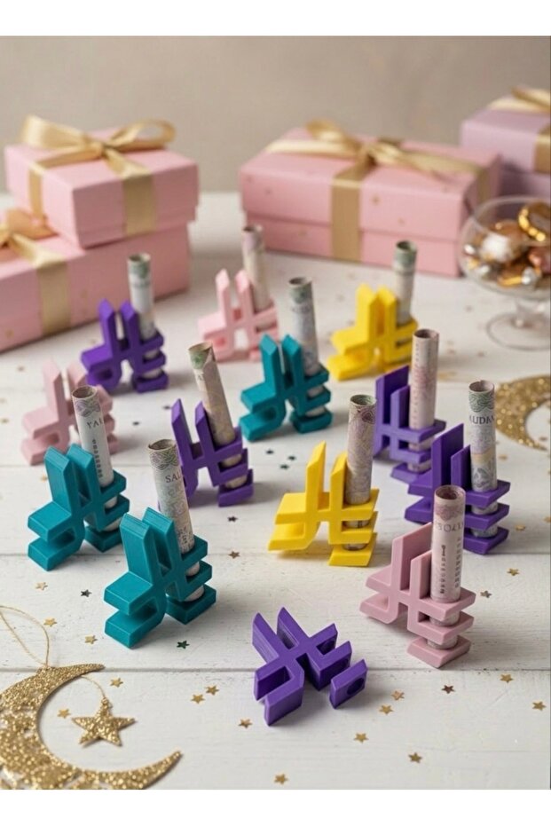 مجموعة توزيع العيدية - شكل ريال - 12 قطعة - ألوان متنوعة - 1