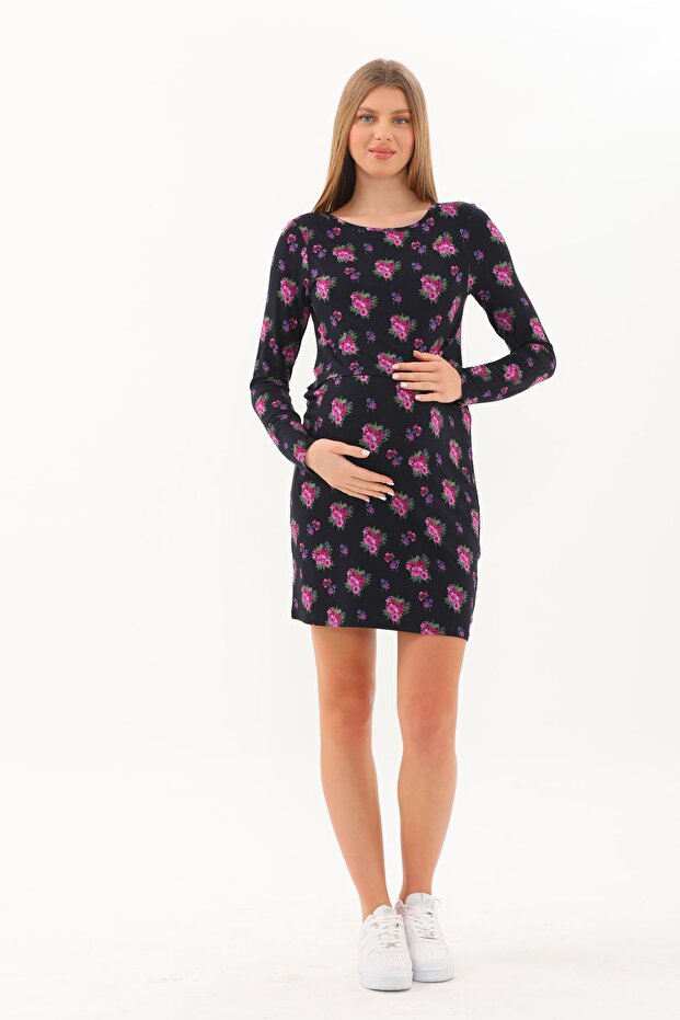 Floral Patterned Maternity & Maternity Breastfeeding Dress