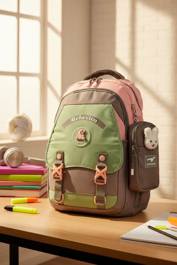 1511 Unisex School Backpack Compatible with Primary School, Middle School, High School