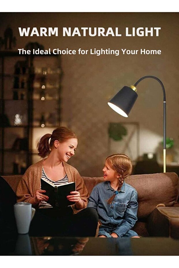 Nordic Floor Lamp 130cm, 3 Lighting Modes Eye-Caring 12W E27 for Bedroom Living Room