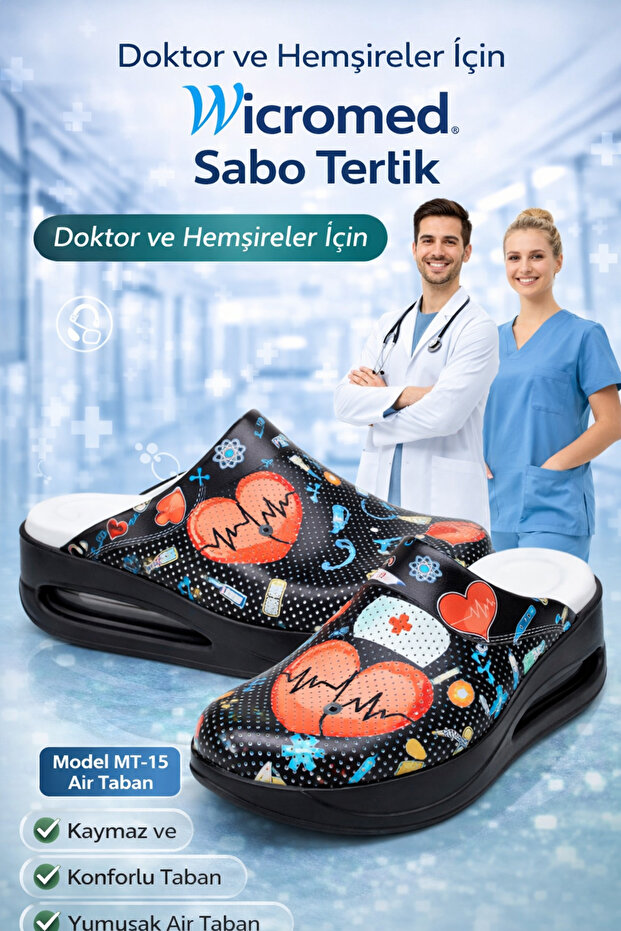 Sabo Slippers Black Heart Patterned Air Sole Model:15