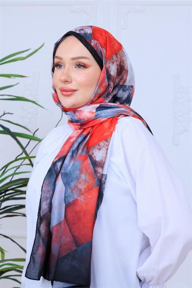 Geometric Harmony Patterned Digital Soft Shawl - 7