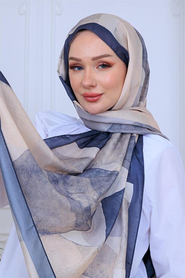 Taş Patterned Digital Soft Shawl - 4