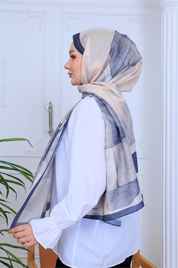 Taş Patterned Digital Soft Shawl - 3