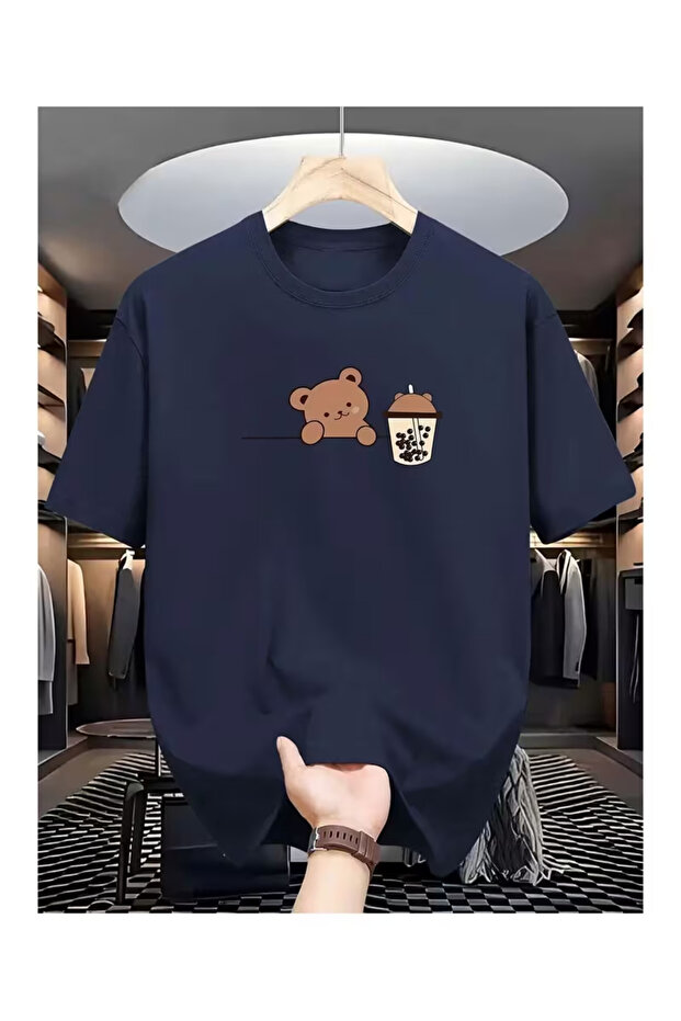 تي شيرت للجنسين "Bear Bubble Tea" مطبوع - تصميم عصري