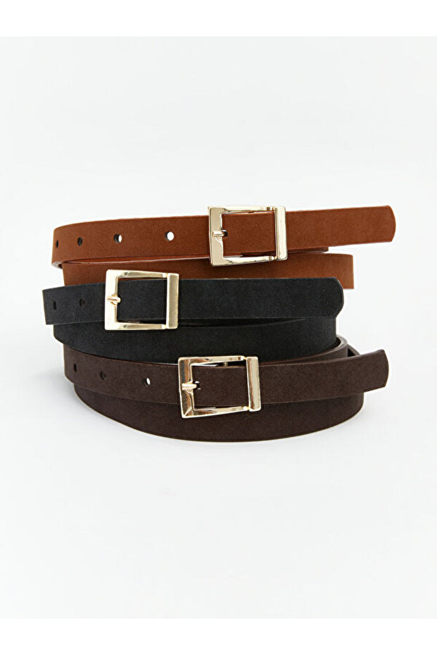 Esvab • Modern & Distinctive Suede-Look Women's Belt 3-Piece Set