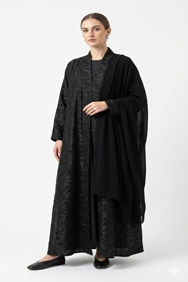 JAQUARD ABAYA BLACK
