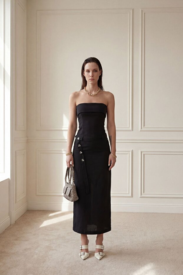 My Fashion Belt Li Strapless Maxi Dress