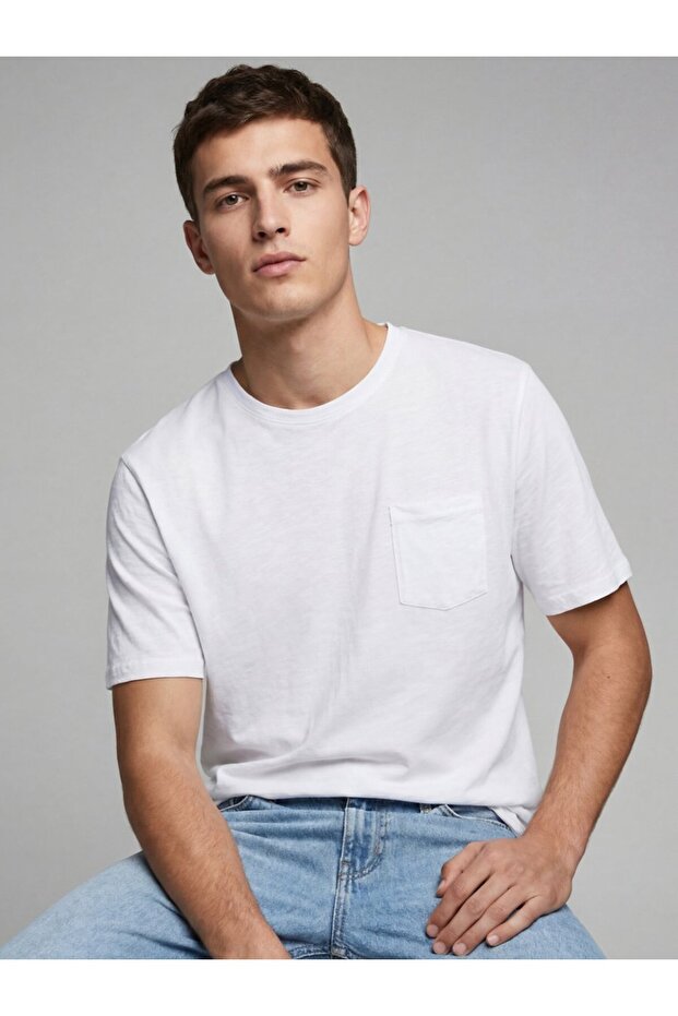 Tricou alb Flamlı basic - 2