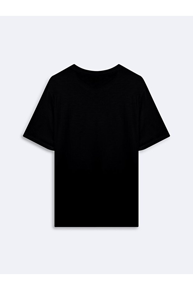 Flamlı Basic Siyah T-shırt - 2