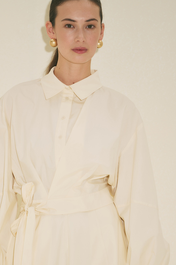 LABECA BAĞLAMALI GÖMLEK VANİLYA - 5