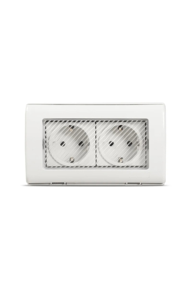 Double socket, IP54, white
