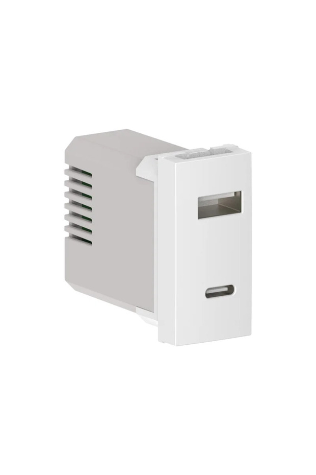 Himel double USB socket, modular, IP20, white