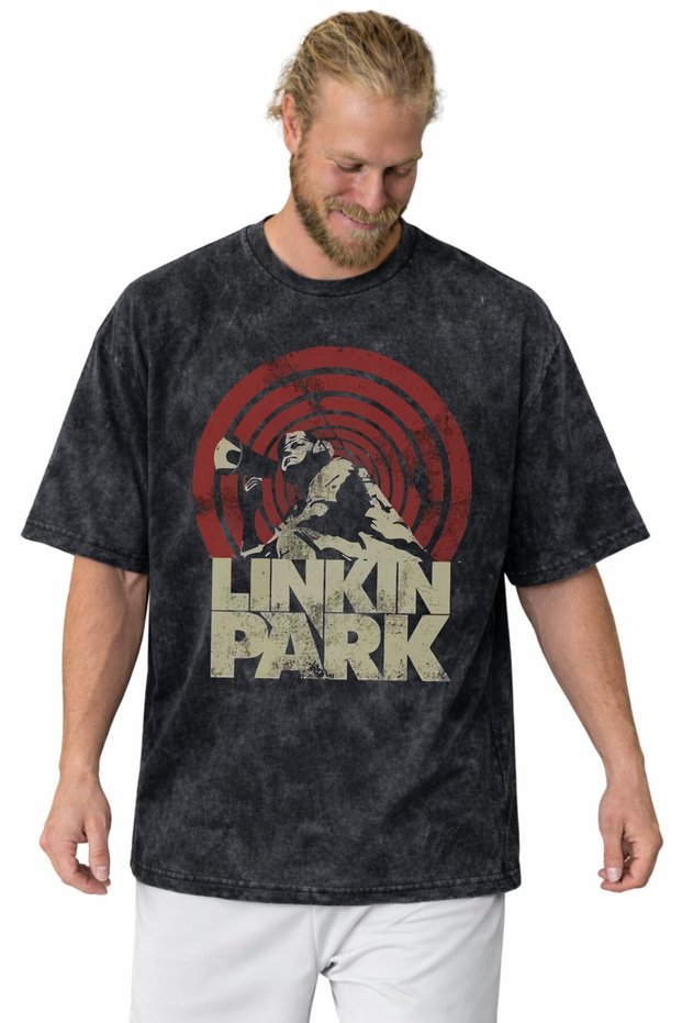 Linkin Park Rock Metal Music Band Printed Unisex Oversized Vintage Washed T-Shirt