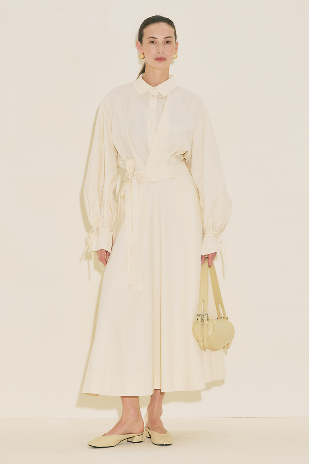 LABECA BAĞLAMALI GÖMLEK VANİLYA - 2