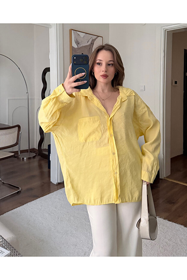 Bambu Oversize Sarı Gomlek - 1