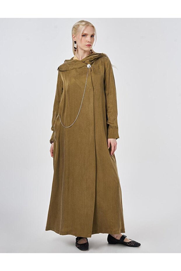 100% Lyocell Metal-Accented Giy Çık Dark Oliv