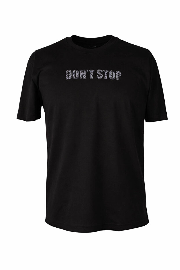 26Yss9000064 Black Men's T-Shirt Modal 0 Collar Dont Stop