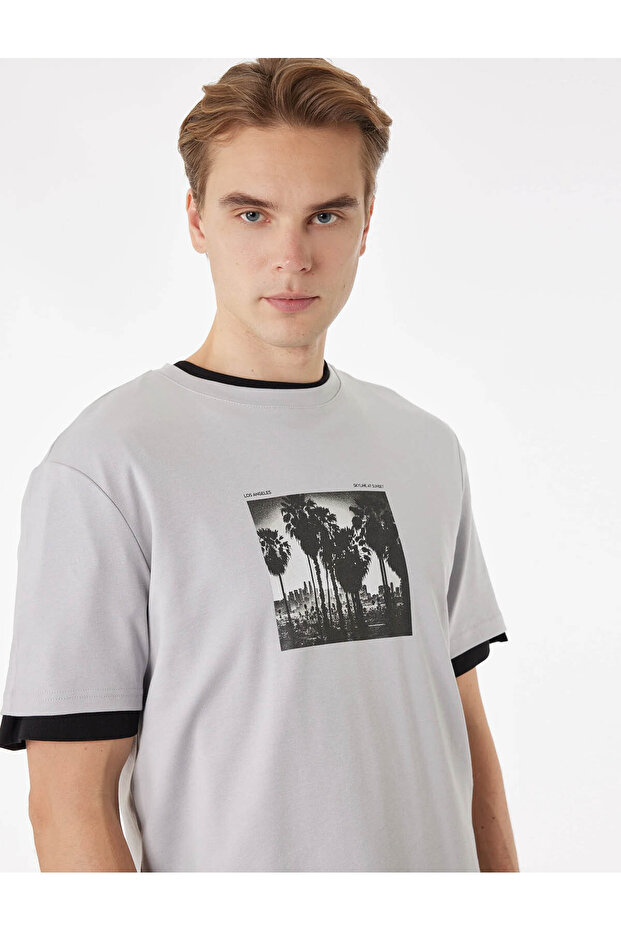 Regular Fit Short Sleeve Cotton Crew Neck Printed T-Shirt